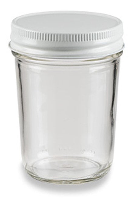 Glass Jar w/ White Metal Lid 16oz.